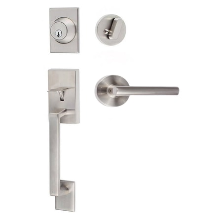 Sure-Loc Hardware Sure-Loc Hardware Koln Handleset with Round Thumb Turn, Juneau Interior Trim Lever, Satin Nickel KN507-R-JU 15